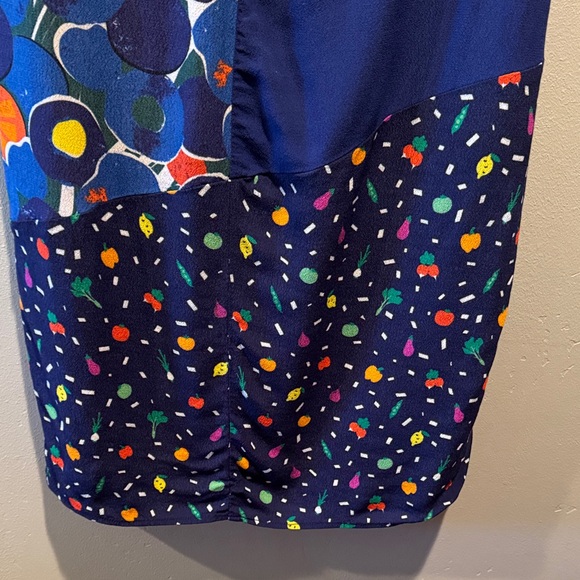Staud Abstract Fruits and Veggie Blue Midi Knee Length Zip Back Colorful Skirt - Picture 9 of 16